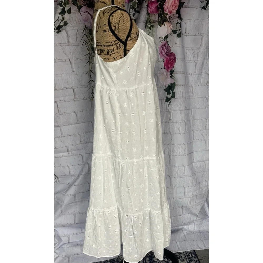 Ophelia Roe White Eyelet‎ Prairie Midi Dress Cottagecore Coquette XL - Picture 5 of 13